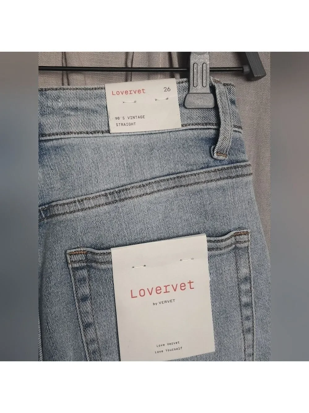 Lovervet 90's Vintage Straight Size 26 Light Wash Distressed